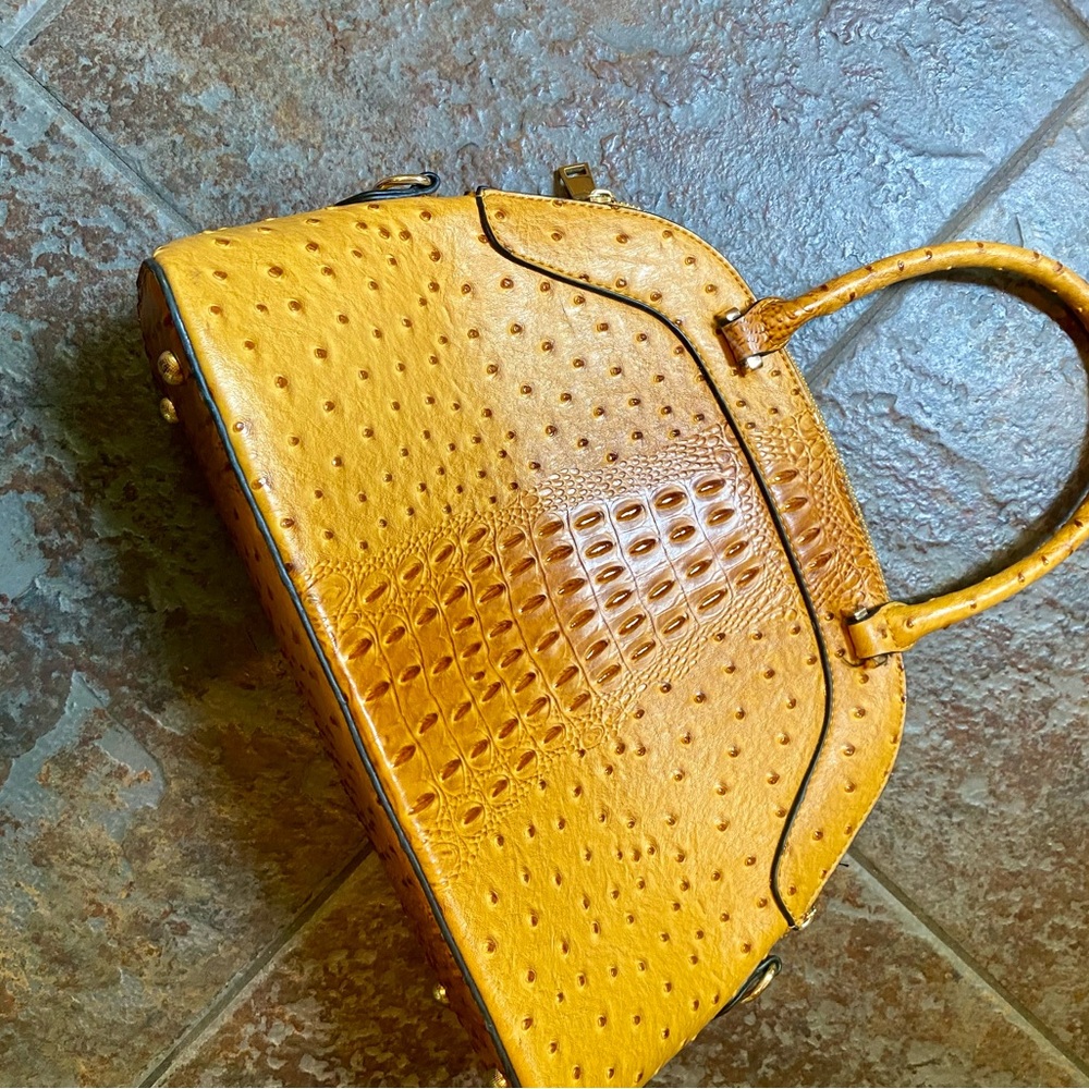 Chic Mustard Faux Leather Satchel